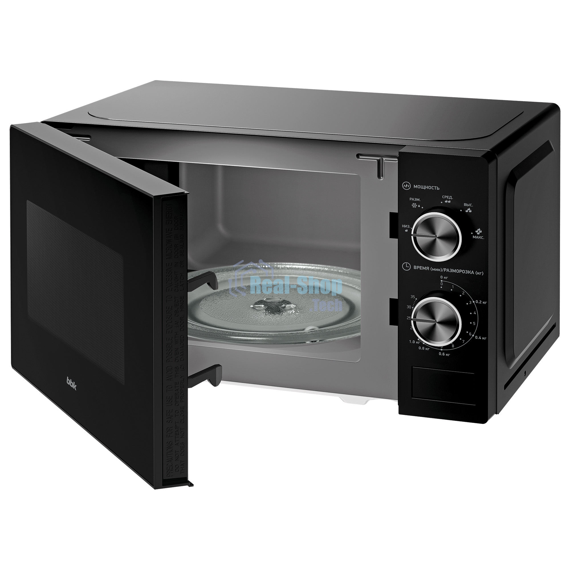 Микроволновая печь BBK 20MWS-762M/B черный, 20 л, 700 Вт, переключатели - поворотный механизм