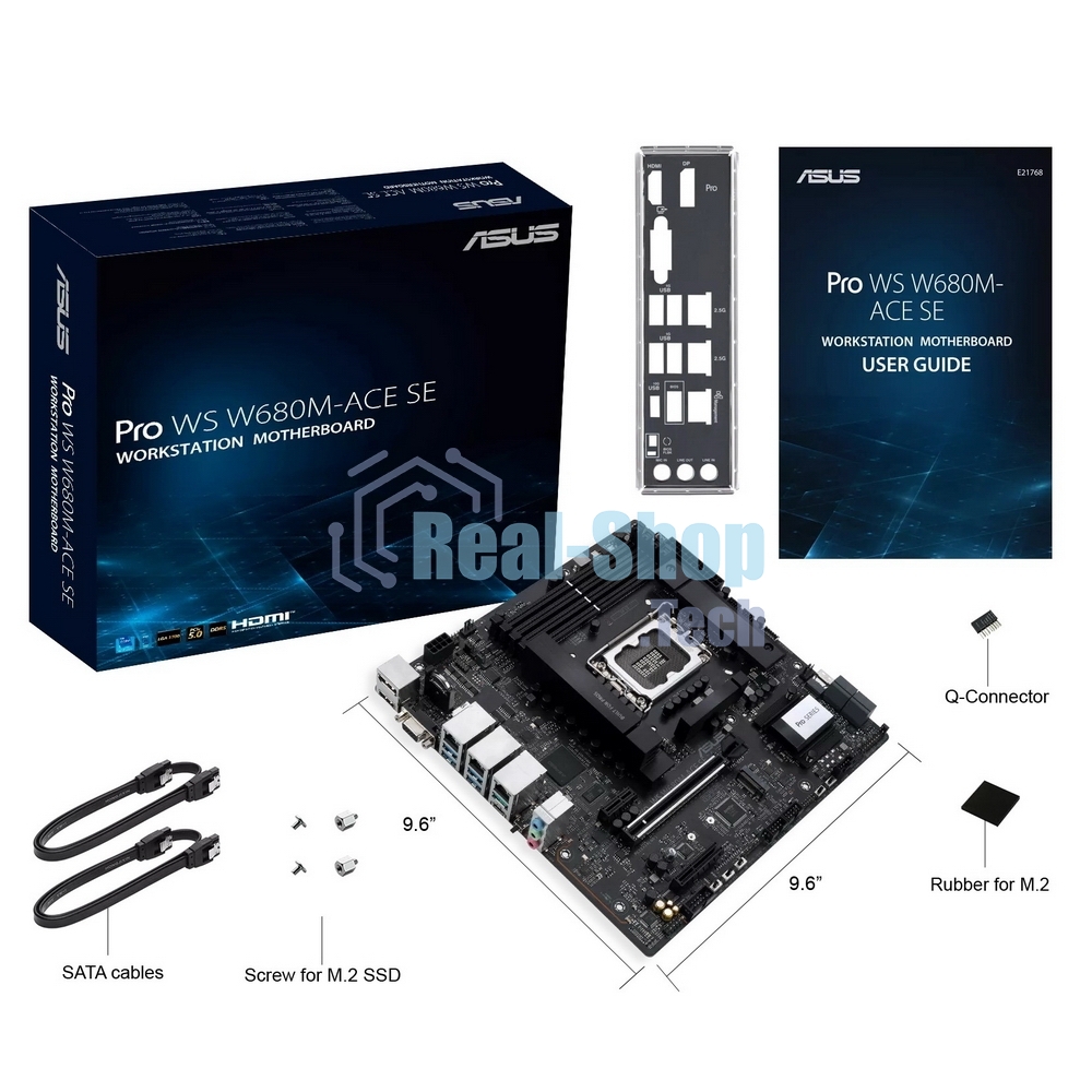 Материнская плата Asus PRO WS W680M-ACE SE, LGA1700, Intel W680, 4xDDR5, 8xSATA, 2xM.2, 1xPCIe 5.0 x16, 1xPCIe 3.0 x4, 1xPCIe 3.0 x1, 1xDP, 1xHDMI, 1xVGA, 3x2.5Gb LAN, 1xUSB-C 10Gbps, 1xUSB-A 10Gbps, 4xUSB-A 5Gbps, 3x3.5 мм, 7.1, mATX