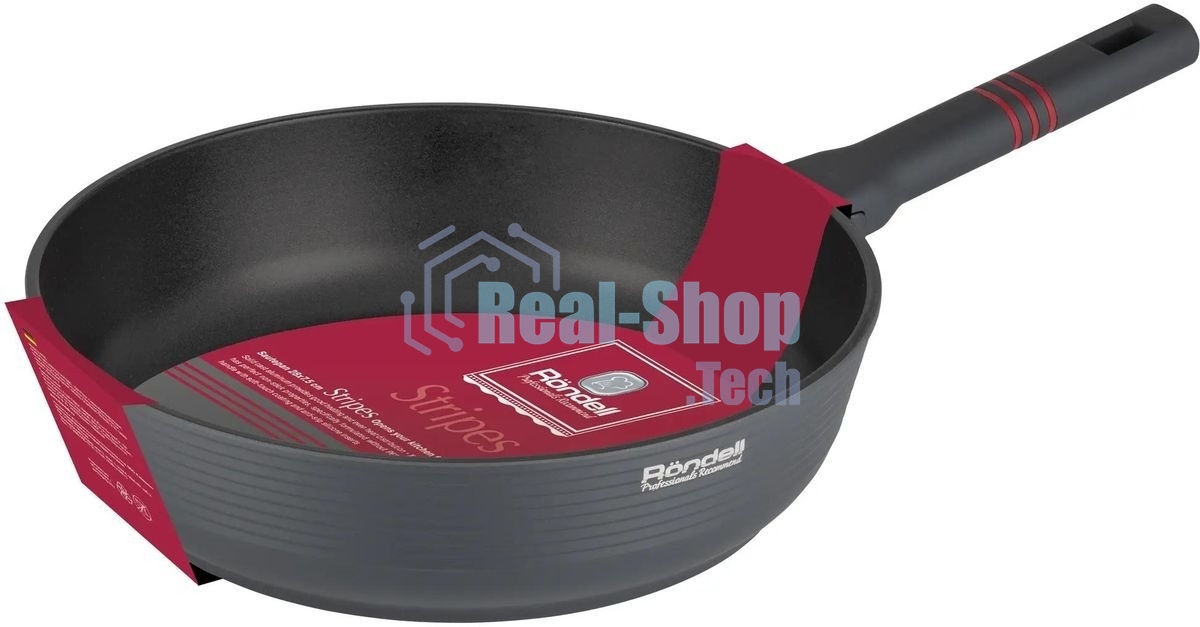 Сотейник Rondell Stripes RDA-1617 d=28 см, (без крышки) серый