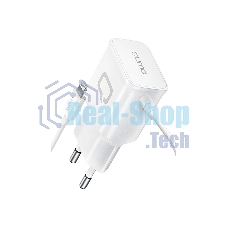 Сетевое зарядное устройство Qumo Energy (Charger 0026) 2.1A, встроенный кабель Lightning 8 Pin, белый