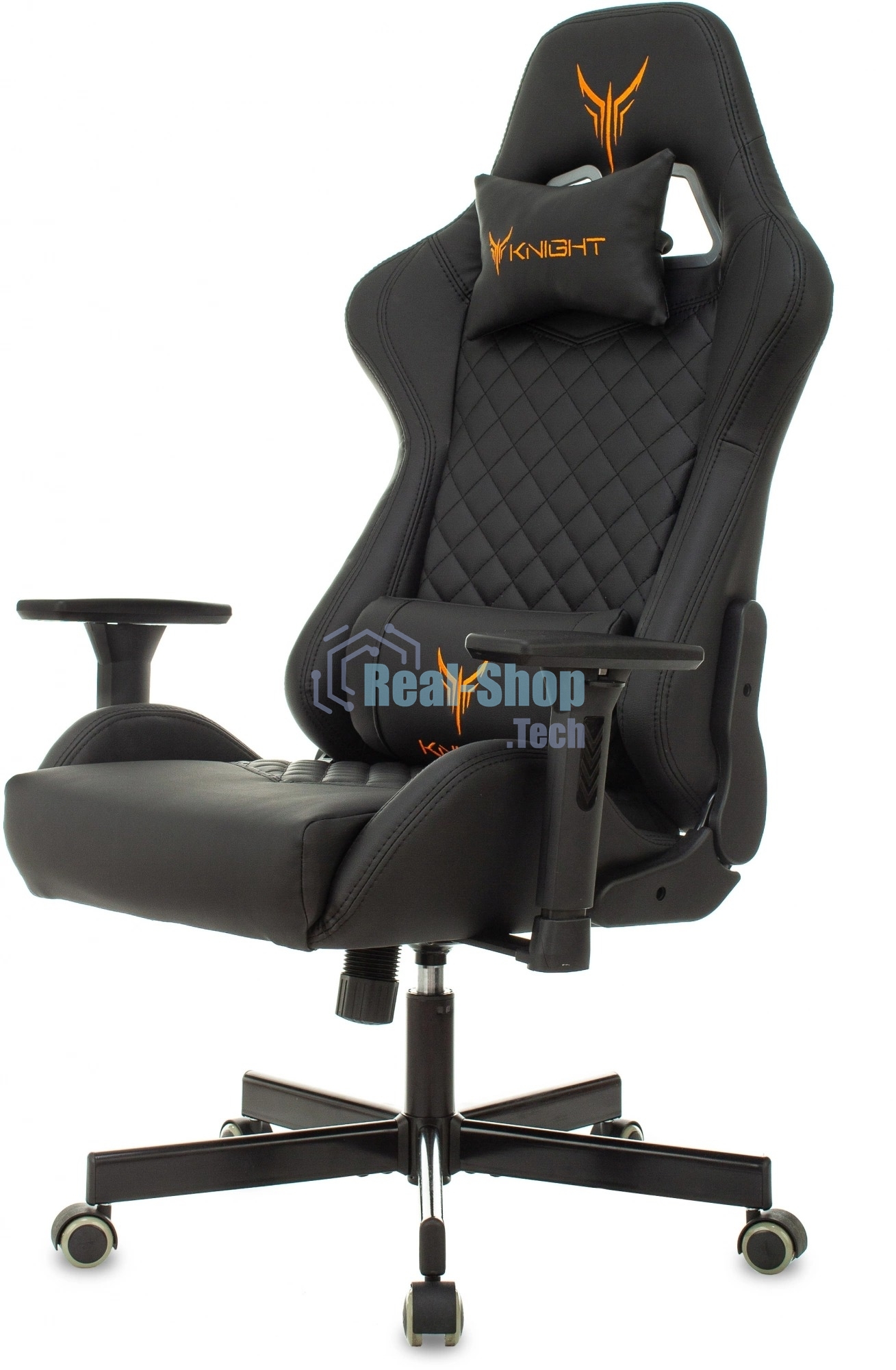 Кресло игровое Knight ARMOR черный, ромбик, эко.кожа, с подголовником, крестовина металл