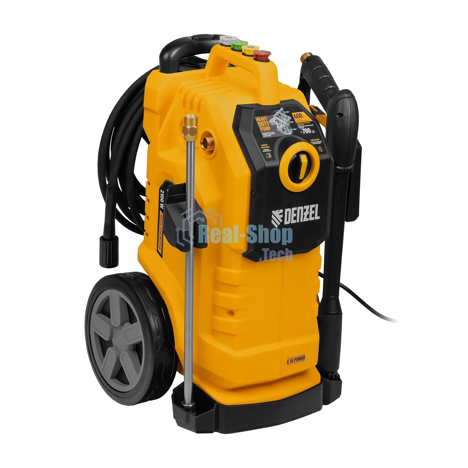 Моечная машина высокого давления Denzel K 50 Power, 2100 Вт, 150 бар, 600 л/ч, асинх. двиг.