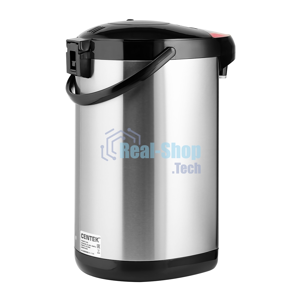 Термопот Centek CT-0082 черный, 5л, 750 Вт, 3 способа подачи воды, корпус из нержавеющей стали