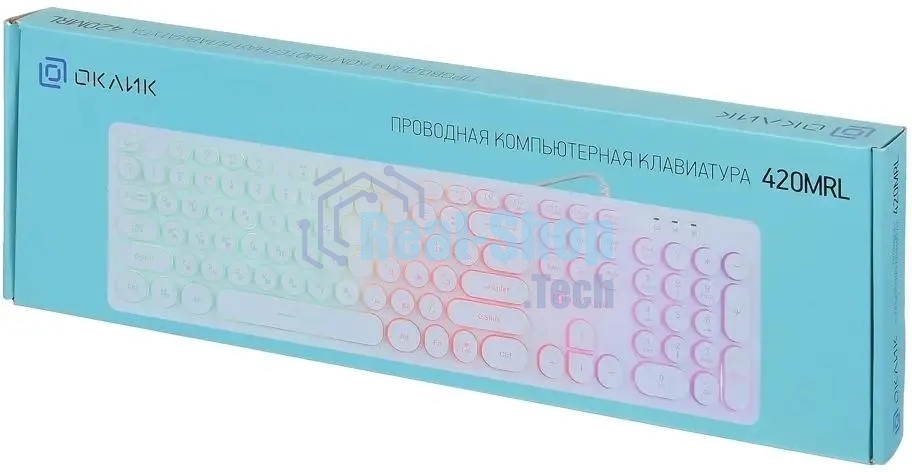 Клавиатура проводная Oklick 420MRL 1091227, USB, белый