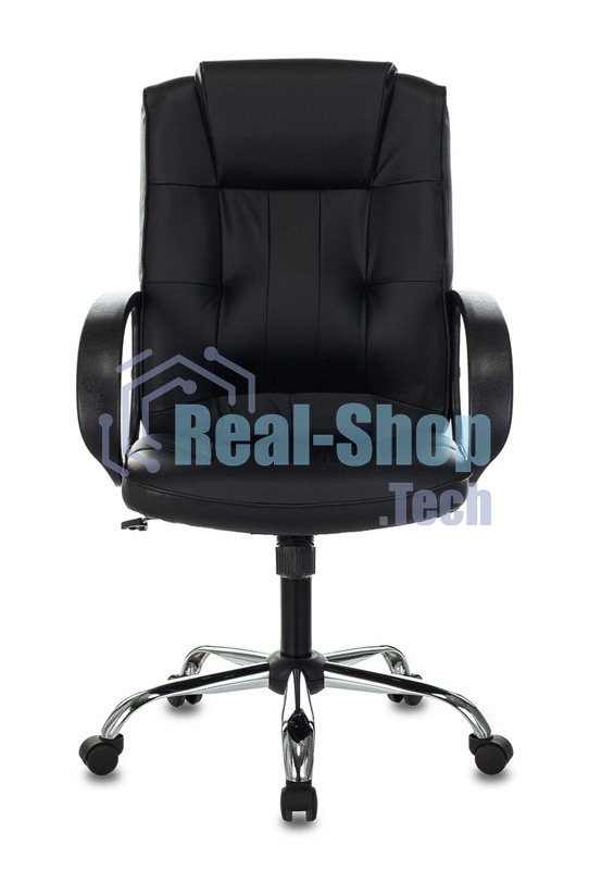 Кресло руководителя Бюрократ T-800N/BLACK черный, кожа, крестовина хром