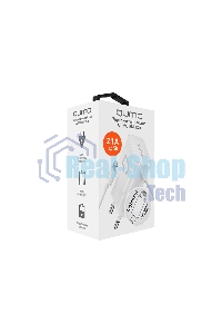 Сетевое зарядное устройство Qumo Energy (Charger 0026) 2.1A, встроенный кабель Lightning 8 Pin, белый