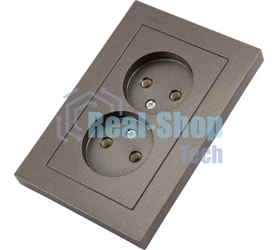 Розетка 2-м AtlasDesign без заземл. 16А в сборе мокко SchE ATN000620