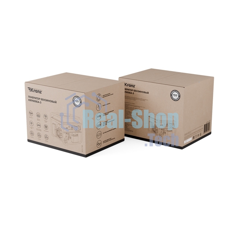 Генератор бензиновый Kranz KR9000EA-3, 9кВт, 230В/380В, 25л, коннектор автоматики, электростартер