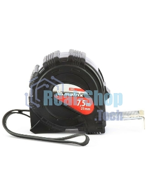 Рулетка Matrix, 7,5 м х 25 мм, обрезиненный корпус, черный