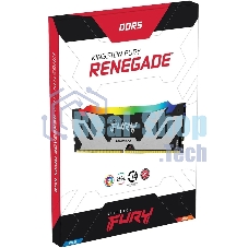 Оперативная память Kingston Fury Renegade, DDR5, 64GB (2x32 GB), 6400 MHz, CL32, DIMM, радиатор, RGB, серебристый/черный