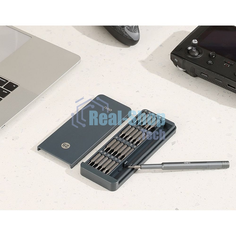 Набор прецизионных отверток Deli DL241025 (отвертка + 24 биты), сталь S2 + Cr-V