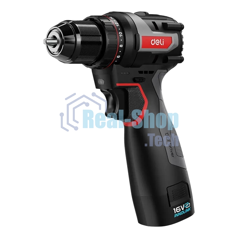 Дрель-шуруповерт аккумуляторная Deli DE-DZ16-1D2, 16В, 2 АКБ, Сумка