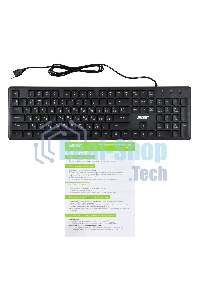 Клавиатура проводная Acer OKW020, USB, черный