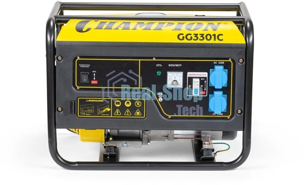 ГенераторCHAMPION GG3301C (2,8/3,1кВт 6лс 15л46кг высокий пусковой ток, 7кВт), шт