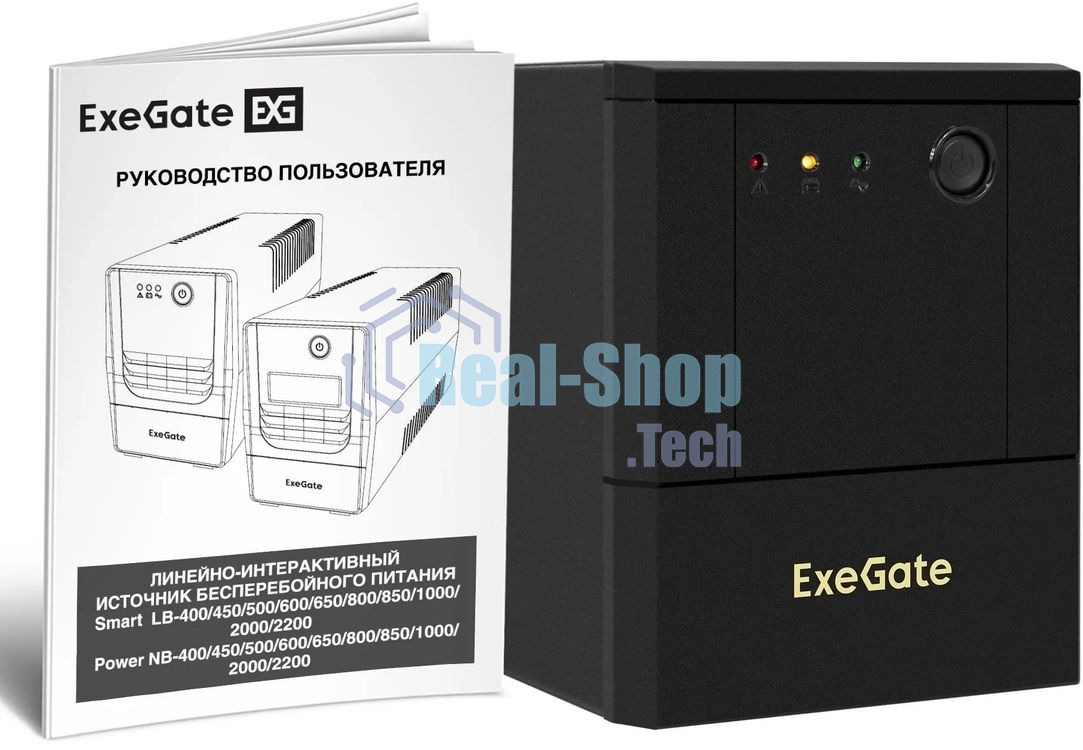 Источник бесперебойного питания ExeGate Power NB-2200.LED.AVR.4SH / 2200 ВА / 1300 Вт / 4 x CEE 7 (евророзетка)