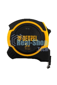 Рулетка Denzel 5м х 25мм, двухкомп. корпус, магнитный обрезиненный зацеп
