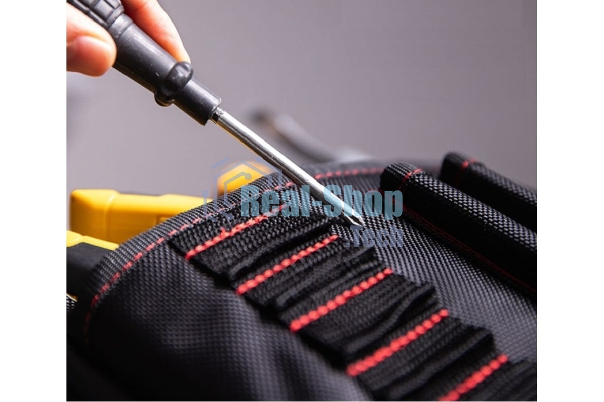 Поясная сумка монтажника Deli DL5865 250 x 250 x 110мм, 7 карманов, ткань Оксфорд 1680D, кожанные боковые карманы