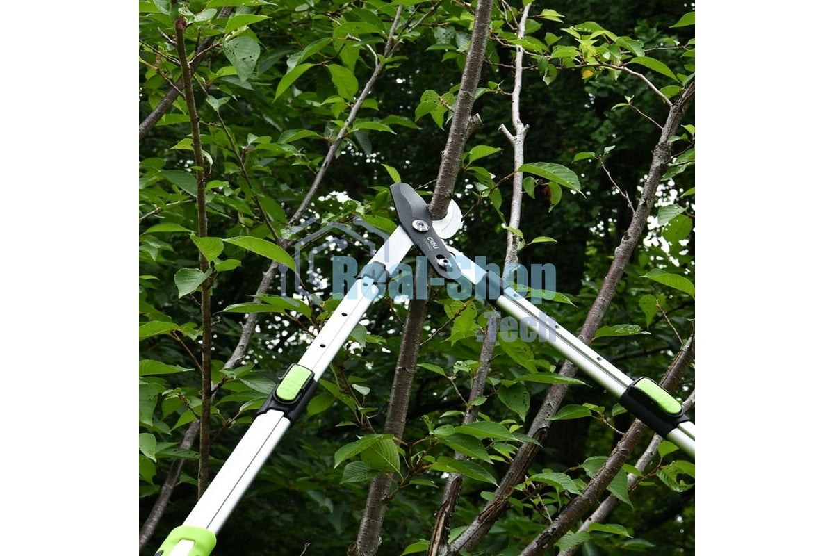 Сучкорез садовый телескопический усиленный облегченный Deli DL580423 630-870мм, макс. диаметр резки 25мм, сталь SK5, тефлоновое покрытие, прорезиненные рукоятки