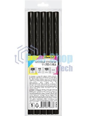 Клеевые стержни Silwerhof 11-200-5-BLA дл.200мм D11мм черный упак:5шт