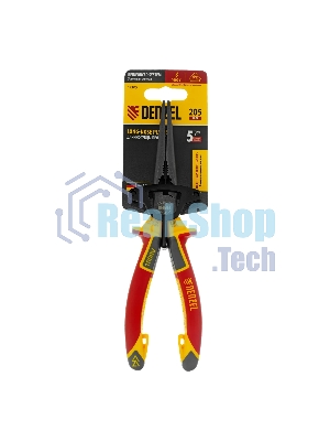 Длинногубцы прямые Denzel диэлектрические рукоятки до 1000 В, трехкомпонентные рукоятки, 205 мм