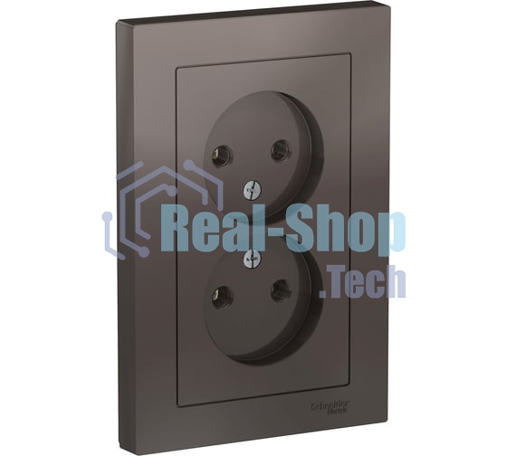Розетка 2-м AtlasDesign без заземл. 16А в сборе мокко SchE ATN000620
