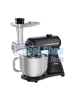 Кухонная машина KORTING KKM 0107 MB N, мощность 1500 Вт, 5 насадок, объем чаши 6.5 л, сенсорный дисплей/механическое управление, планетарное вращение, 11 скоростей, турборежим, импульсный режим, таймер, насадка для смешивания/крюк для теста/веничк/мясоруб