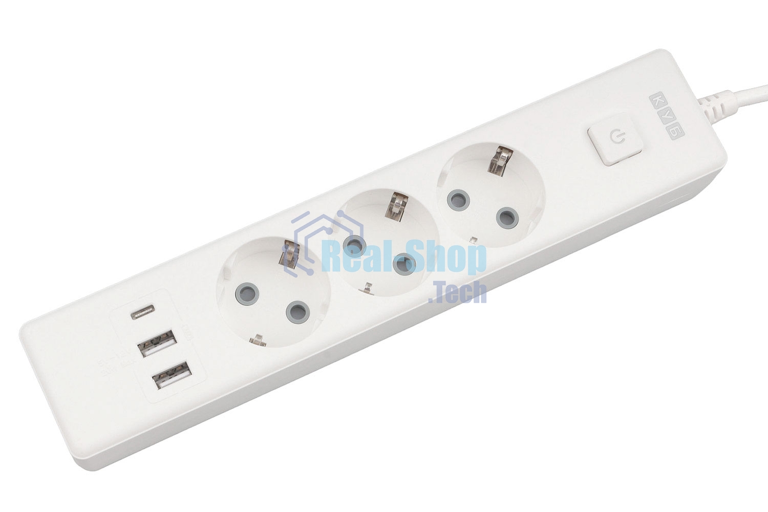 Бытовой удлинитель PowerCube, 3 р с/з вык.,3USB, 3500 Вт, 16А, 1.9 м, 3x1,0 (белый) PC-5-2M