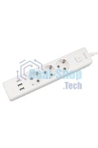 Бытовой удлинитель PowerCube, 3 р с/з вык.,3USB, 3500 Вт, 16А, 1.9 м, 3x1,0 (белый) PC-5-2M