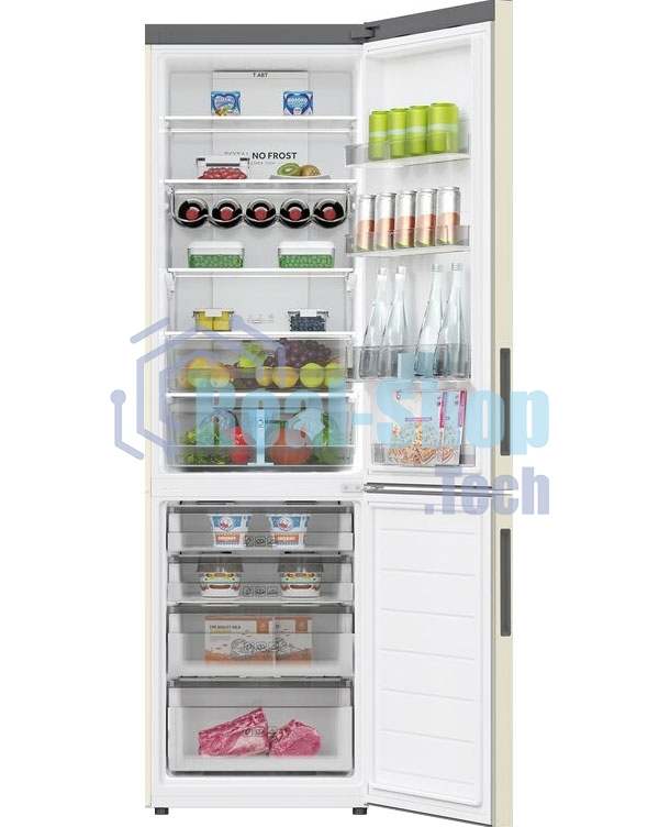 Холодильник Haier C2F637CCGU1 бежевый, двухкамерный, 278/108л, морозилка снизу, No Frost
