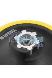 Тарелка опорная Denzel для дрели и УШМ с липучкой, 125 мм, мягкая, с адаптером c М14 на d8