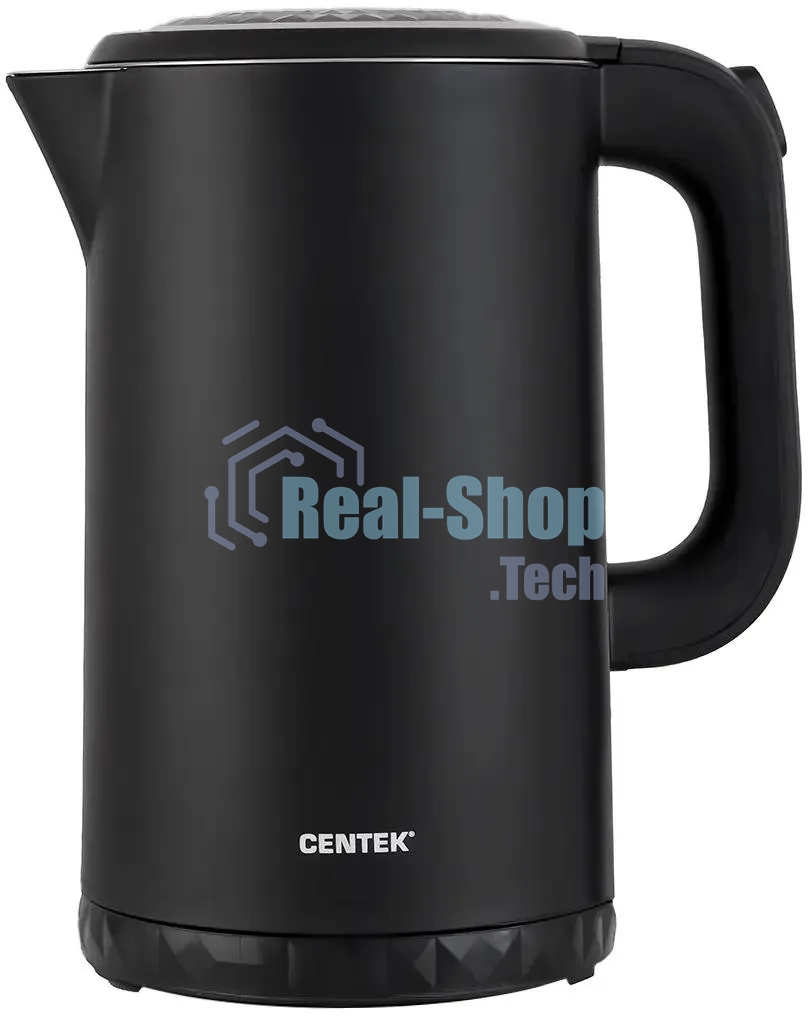 Чайник электрический Centek CT-0020 черный металл 1.7л, 2200W, бесшовная колба, двойные стенки