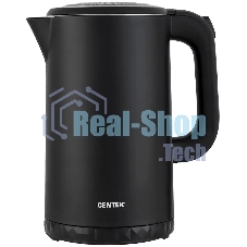 Чайник электрический Centek CT-0020 черный металл 1.7л, 2200W, бесшовная колба, двойные стенки