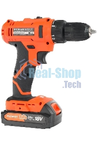 Дрель-шуруповерт Patriot BR 187UES, Аккумуляторная, 18В, 2 АКБ, Кейс