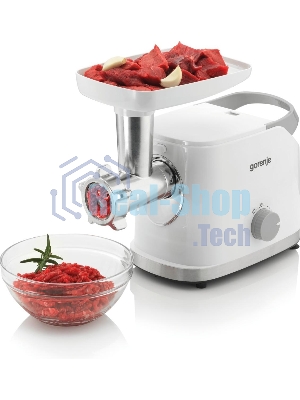 Мясорубка электрическая Gorenje MG1802SJW белый, 1800 Вт, 2.1 кг/мин, реверс, защита от перегрузки, насадки - 4