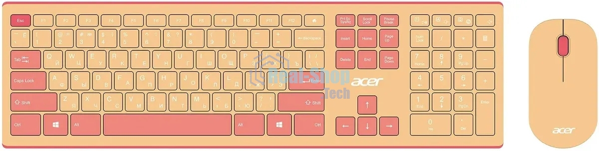 Комплект клавиатура + мышь Acer OCC205 беспроводной USB, 1200 dpi, розовый/бежевый