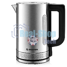 Чайник электрический BRAYER BR1060 2200 Вт, 1,7 л, стальной/черный