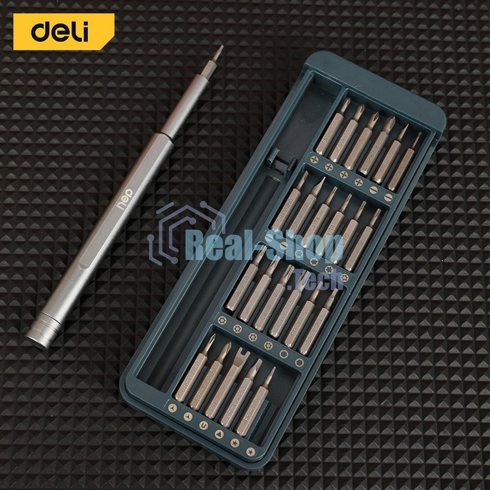 Набор прецизионных отверток Deli DL241025 (отвертка + 24 биты), сталь S2 + Cr-V