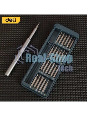 Набор прецизионных отверток Deli DL241025 (отвертка + 24 биты), сталь S2 + Cr-V