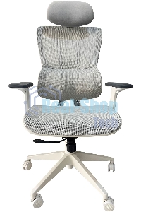 Кресло компьютерное Cactus CS-CHR-MC02GY серый, сетка, эко.кожа, с подголов. крестов. пластик белый