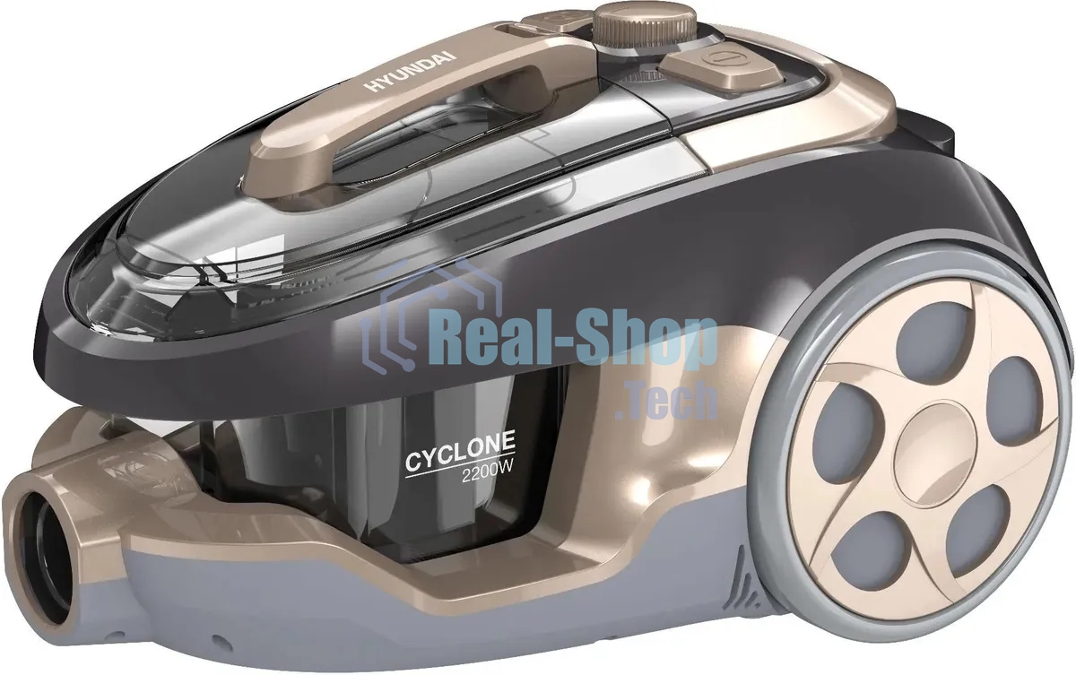 Пылесос Hyundai HYV-C3550 золотистый/темно-коричневый, 380/2220 Вт, уборка сухая, пылесборник контейнер 2,5 л