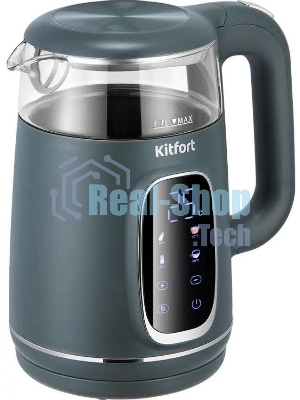 Чайник электрический Kitfort КТ-8755 1.7л. 2200Вт серый/нержавеющая сталь корпус: стекло/пластик