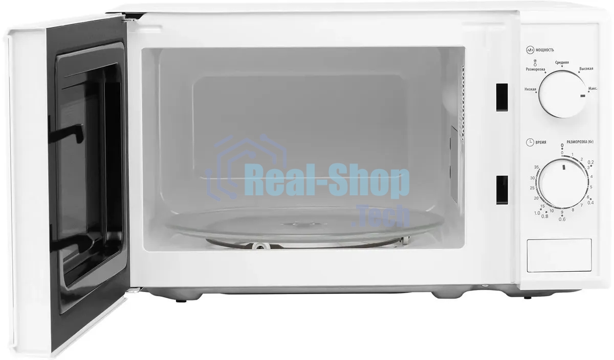 Микроволновая печь SunWind SUN-MW051 белый, 20 л, 700 Вт, переключатели - поворотный механизм