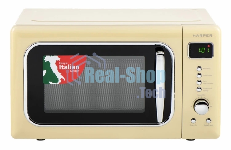 Микроволновая печь HARPER HMW-20ST04 CREAMY бежевый, 20 л, 700 Вт, переключатели - кнопки/поворотный механизм
