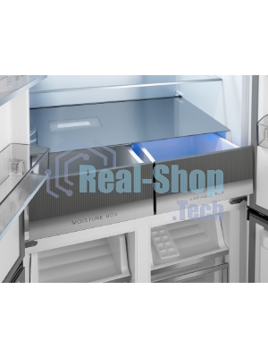 Холодильник Weissgauff WCD 450 Rock Glass NoFrost Inverter графит темный трехкамерный 287/163л морозилка снизу, No Frost, Side by Side