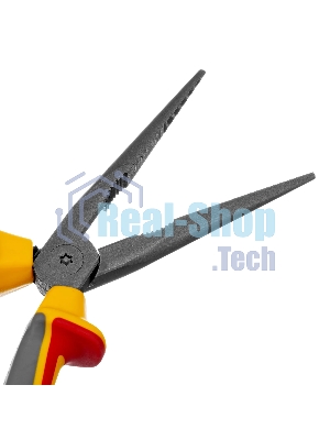 Длинногубцы прямые Denzel диэлектрические рукоятки до 1000 В, трехкомпонентные рукоятки, 205 мм