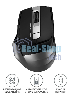 Мышь беспроводная A4Tech Fstyler FG35 серый/черный, 2000 dpi, радиоканал, USB, кнопки - 6