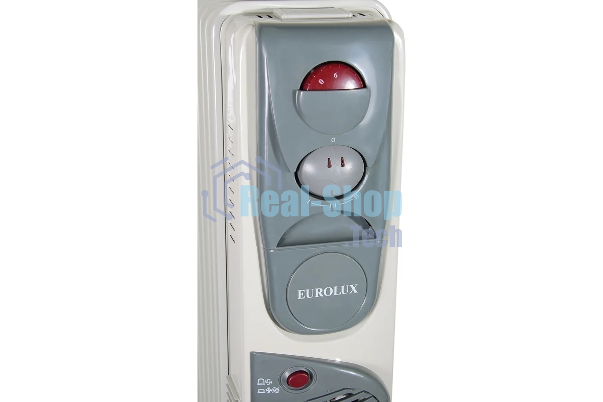 Обогреватель масляный EUROLUX ОМ-EU-9НВ (9 секций) белый, 2400 Вт, 30 м2, термостат 67/3/17