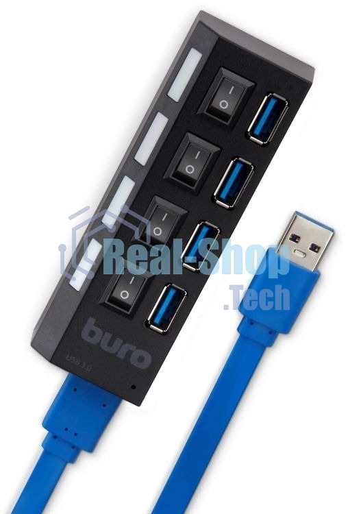 USB-концентратор Buro BU-HUB4-U3.0-L, USB 3.0, USB 4 порта, USB