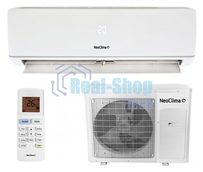 Кондиционер сплит-система Neoclima NS/NU-HAX07R 7000 BTU, 22 м², 26/40 дБ, охлаждение, обогрев, осушение, белый