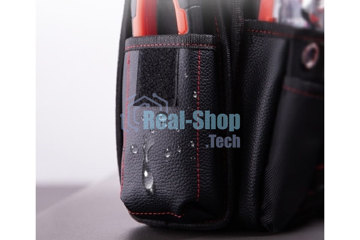 Поясная сумка монтажника Deli DL5865 250 x 250 x 110мм, 7 карманов, ткань Оксфорд 1680D, кожанные боковые карманы